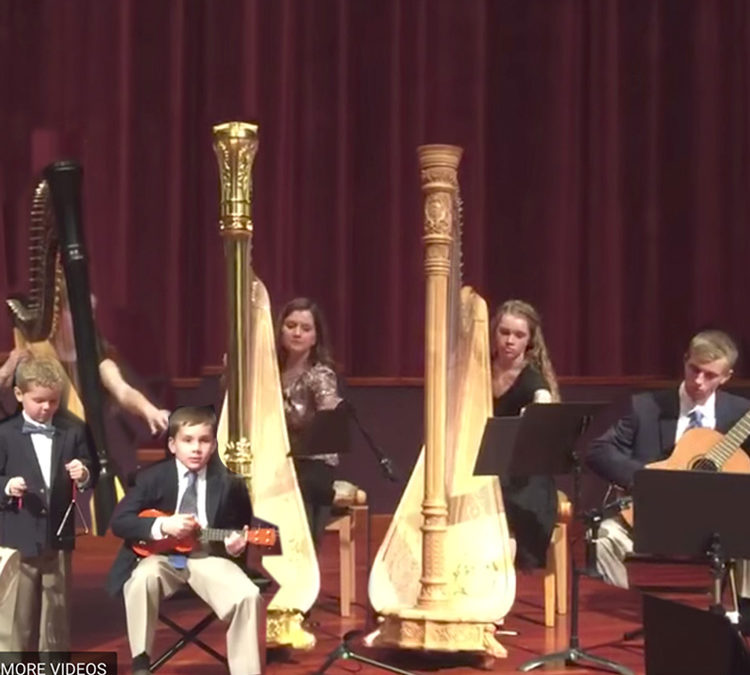 They’re playing my song… MASHUP of Baroque Flamenco & Carol of the Bells – with Harps & Ukulele!